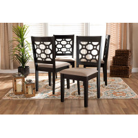 Baxton Studio RH335C-Sand/Dark Brown-DC-4PK Peter Modern and Contemporary Sand Fabric Upholstered and Dark Brown Finished Wood 4-Piece Dining Chair Set